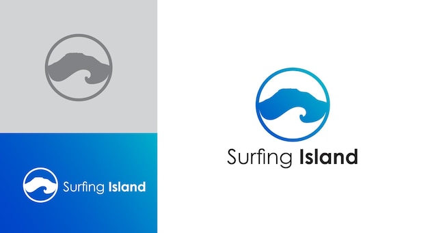 Plantilla de logotipo de isla de olas de surf