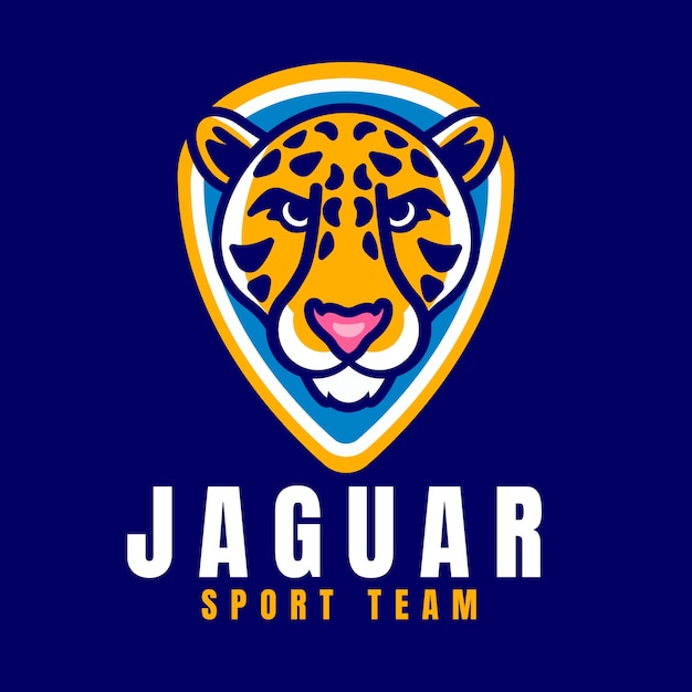 Plantilla de logotipo de jaguar de diseño plano