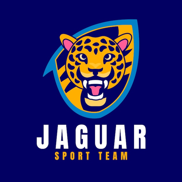 Vector plantilla de logotipo de jaguar de diseño plano