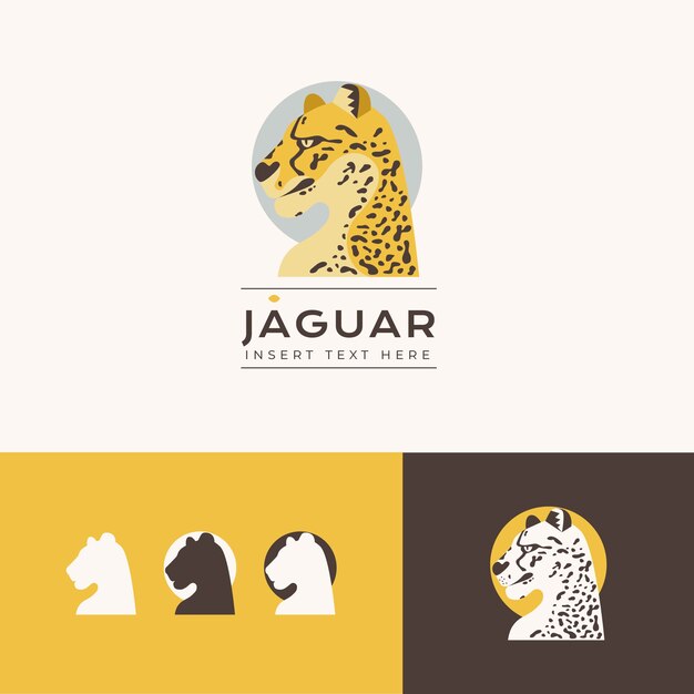 Vector plantilla de logotipo de jaguar de diseño plano