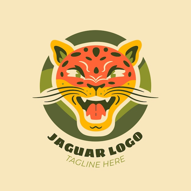 Vector plantilla de logotipo de jaguar plano