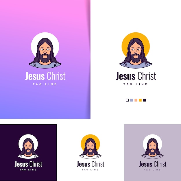 Vector plantilla de logotipo de jesús dibujado a mano