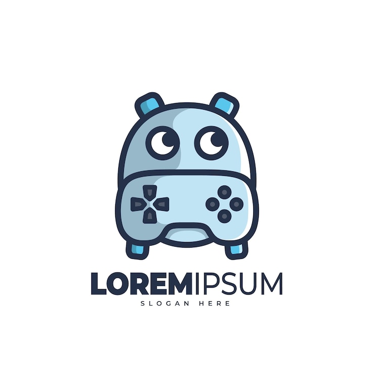 Vector plantilla de logotipo de juego de hipopótamo