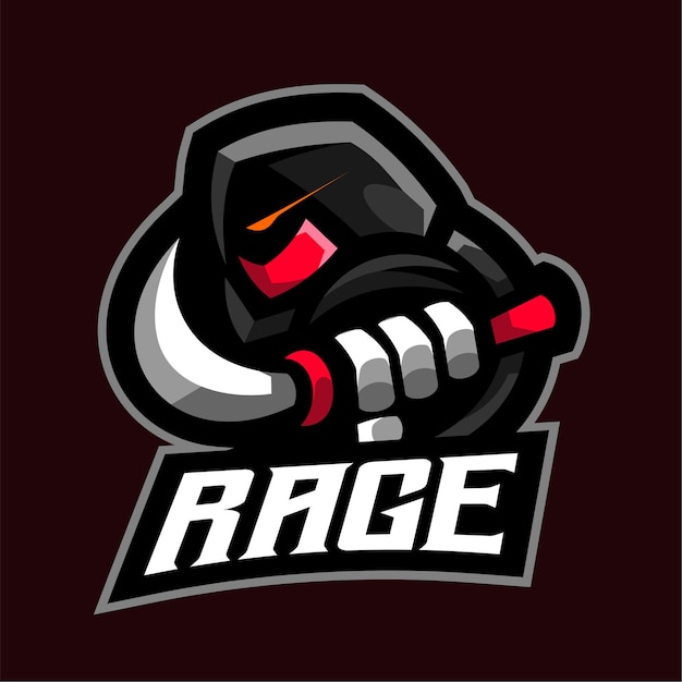 Plantilla de logotipo de juego de mascota Rage Reaper