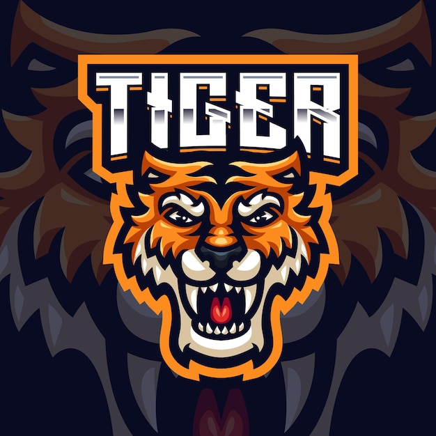 Plantilla de logotipo de juego de mascota de tigre para esports streamer facebook youtube