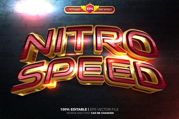 Plantilla de logotipo del juego nitro speed esport game efecto de texto 3d