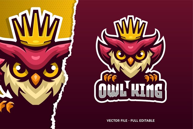 Plantilla de logotipo del juego owl king e-sport