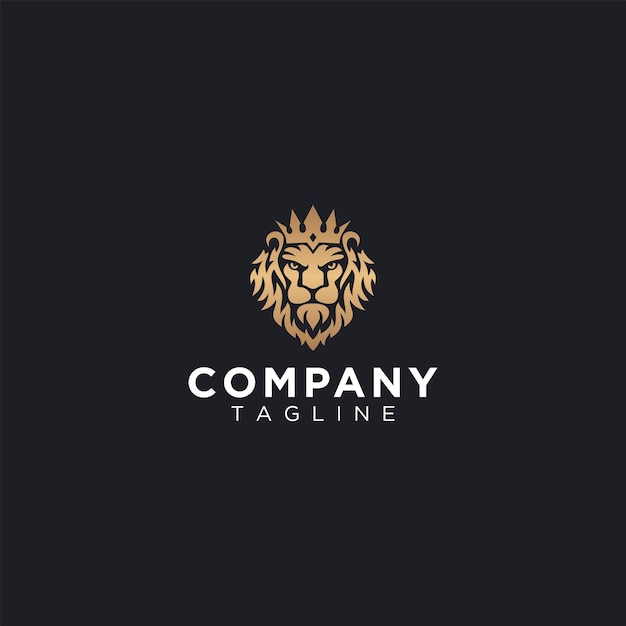 Vector plantilla de logotipo king lion head lion strong logo golden royal premium diseño elegante