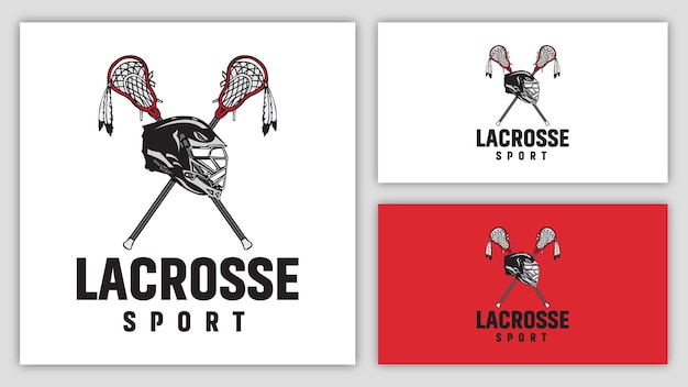 Plantilla de logotipo de lacrosse de diseño plano