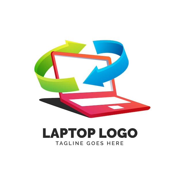 Plantilla de logotipo de laptop degradado