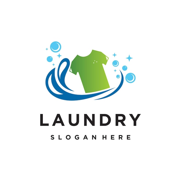 Plantilla de logotipo de lavandería con concepto moderno y negocio Premium Vector