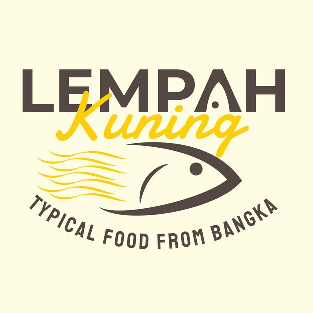 Plantilla de logotipo de lempah amarillo, comida típica de Bangka Belitung, sopa de pescado con salsa amarilla y diseño de piña 02