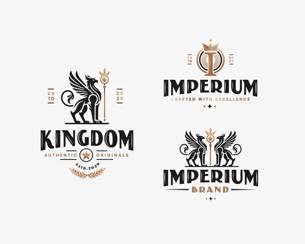 La plantilla del logotipo del león alado