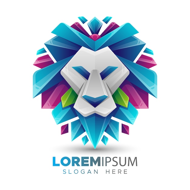 Plantilla de logotipo de león colorido