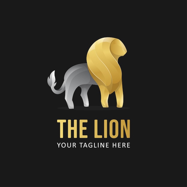 Vector plantilla de logotipo de león dorado. logotipo de animal estilo degradado