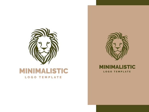 Plantilla de logotipo de león mínimo Cabeza de animal Logotipo mínimo Ilustración de león Logotipo de arte de línea minimalista
