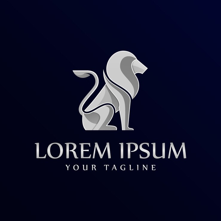 PLANTILLA DE LOGOTIPO DE LEON PLATA GRADIENTE