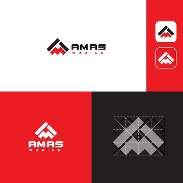 Plantilla de logotipo de letra AM simple y moderna