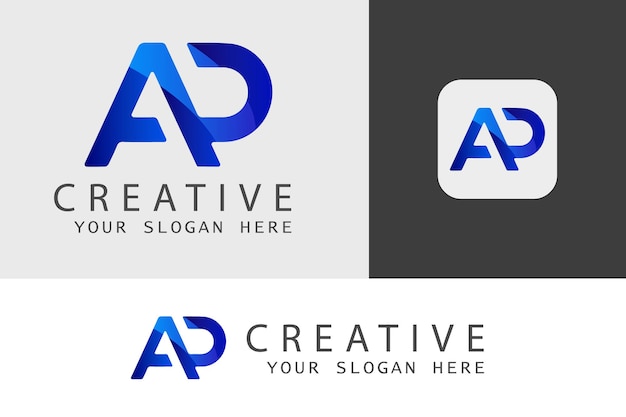 plantilla de logotipo de letra ap creativa