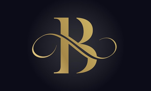 Plantilla de logotipo de letra B de lujo en color dorado Diseño inicial de logotipo de letra B de lujo Hermoso diseño de logotipo para marca de empresa de lujo