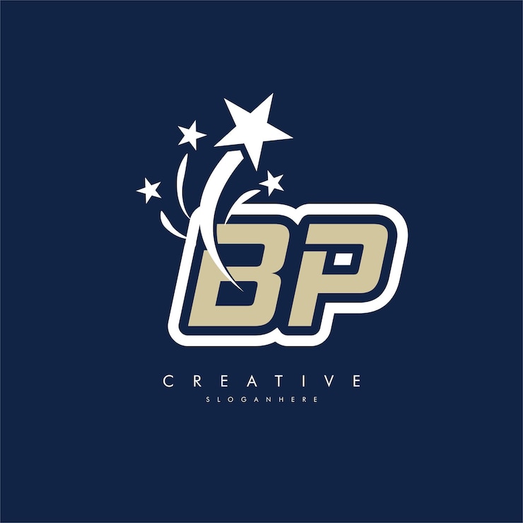 Vector la plantilla del logotipo de la letra bp con el elemento de diseño de la estrella ilustración vectorial identidad de marca corporativa