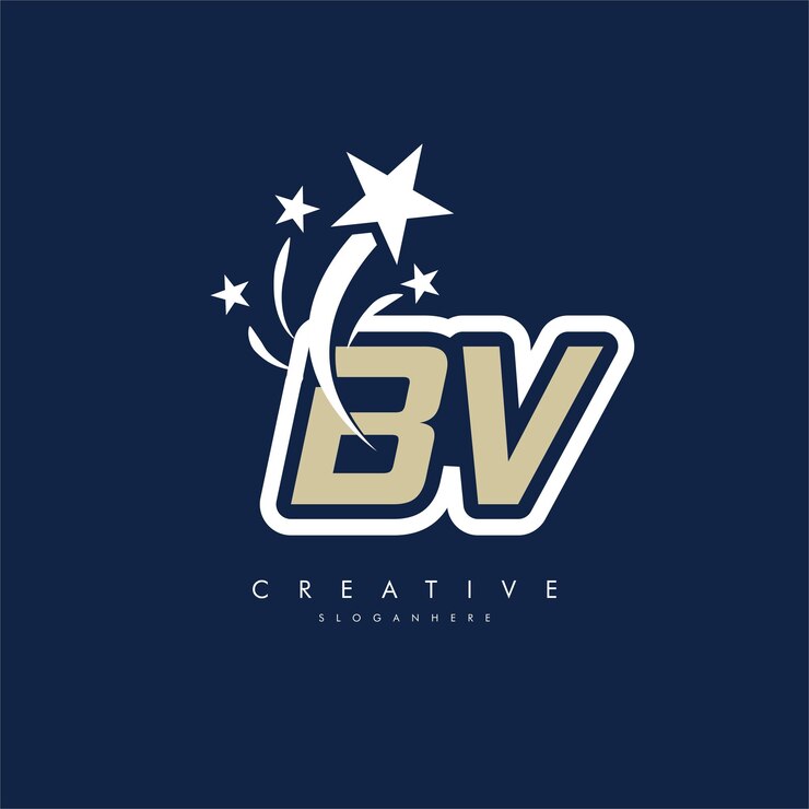 Vector plantilla de logotipo de la letra bv vb con elemento de diseño de estrella ilustración vectorial identidad de marca corporativa