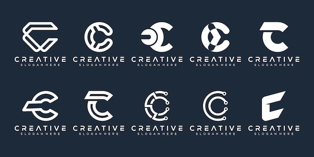 Vector plantilla de logotipo de letra c de monograma abstracto
