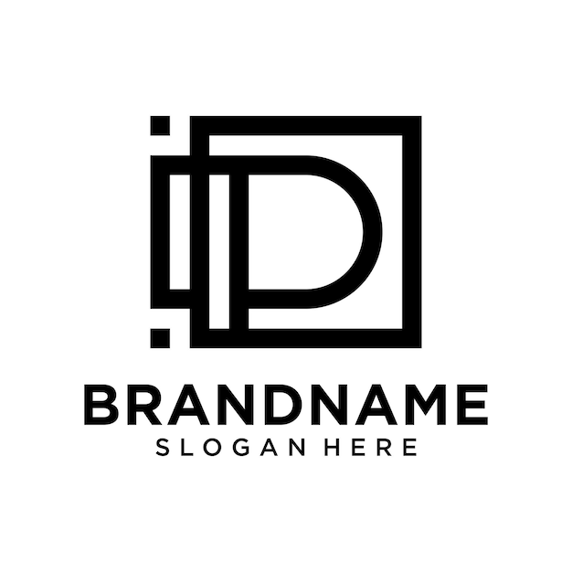 plantilla de logotipo de letra D de diseño plano