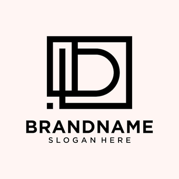 plantilla de logotipo de letra D de diseño plano