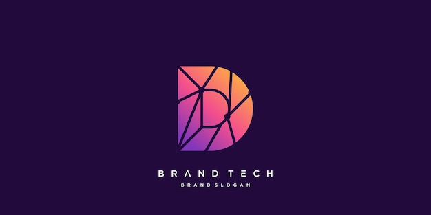 Plantilla de logotipo de letra D para empresa de tecnología Premium Vector parte 3