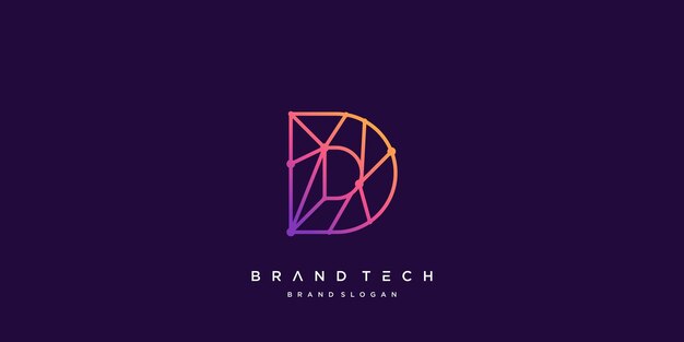 Plantilla de logotipo de letra D para empresa de tecnología Premium Vector parte 7
