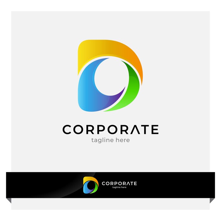Plantilla de logotipo de letra D de onda