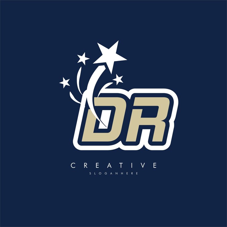 Vector plantilla de logotipo de la letra dr rd con elemento de diseño de estrella ilustración vectorial identidad de marca corporativa