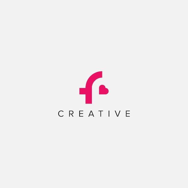plantilla del logotipo de la letra F corazón abstracto