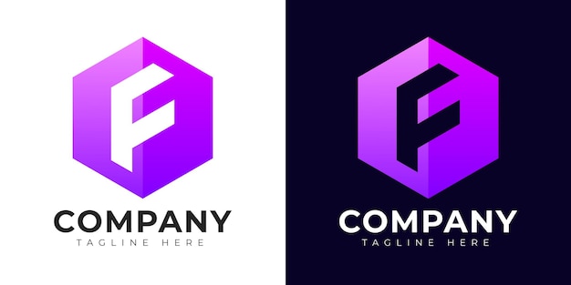 Plantilla de logotipo de letra f de estilo degradado moderno