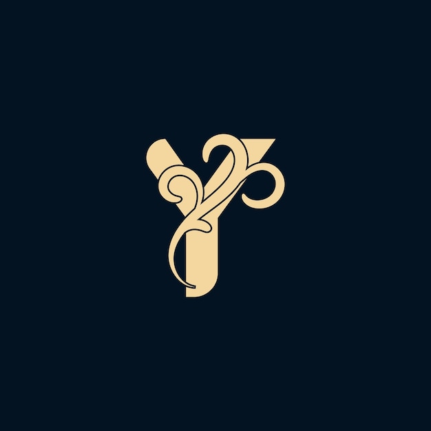 Plantilla de logotipo de letra Y floral vintage