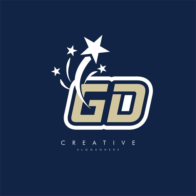 plantilla de logotipo de la letra GD DG con elemento de diseño de estrella ilustración vectorial identidad de marca corporativa