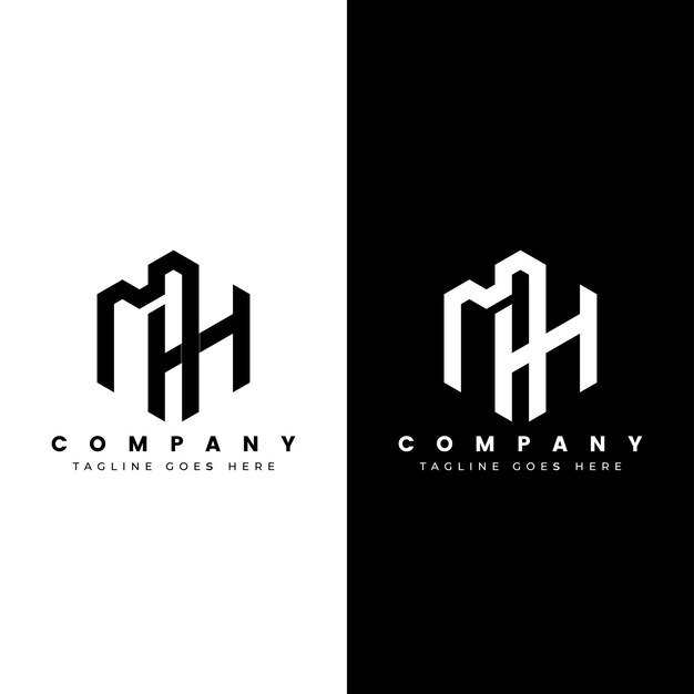 plantilla de logotipo de letra hm o mh