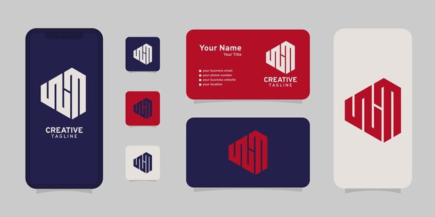 Plantilla de logotipo de letra inicial abstracta w y m o wm