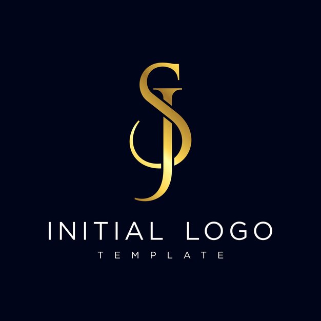 Vector plantilla de logotipo de letra inicial de lujo elegante sj