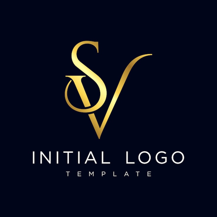 Vector plantilla de logotipo de letra inicial de lujo elegante sv
