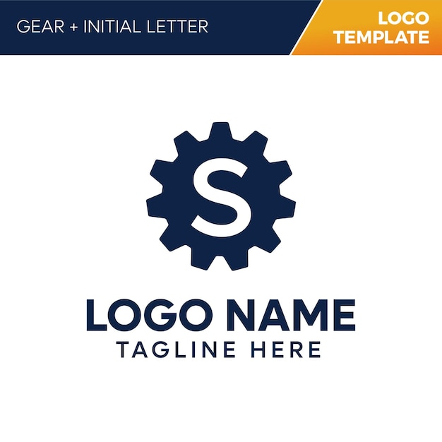 plantilla del logotipo de la letra inicial S del engranaje