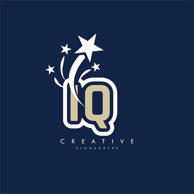 La plantilla del logotipo de la letra IQ QI con el elemento de diseño de la estrella