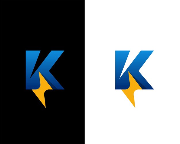 plantilla de logotipo de la letra K Lightning Bolt