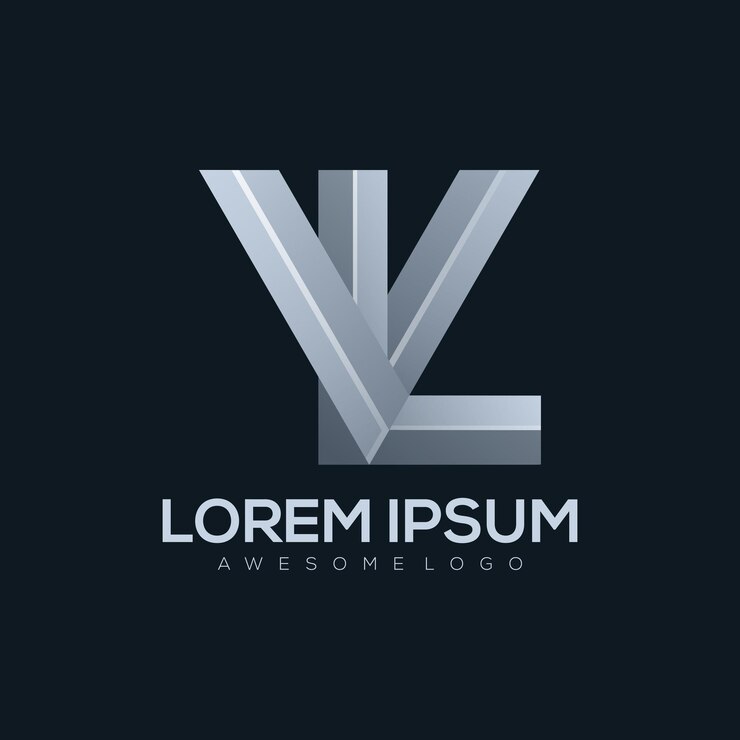 Vector plantilla de logotipo letra lv en color plateado