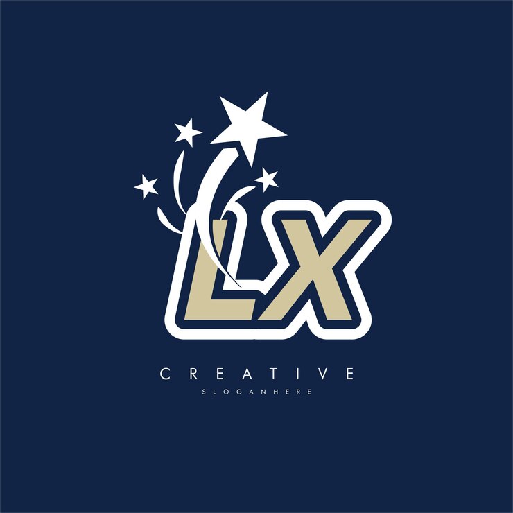Vector la plantilla del logotipo de la letra lx xl con el elemento de diseño de la estrella