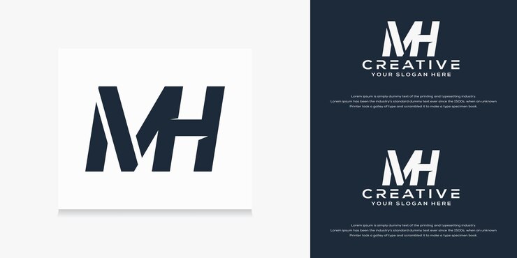Vector plantilla de logotipo de letra mh inicial moderna simple