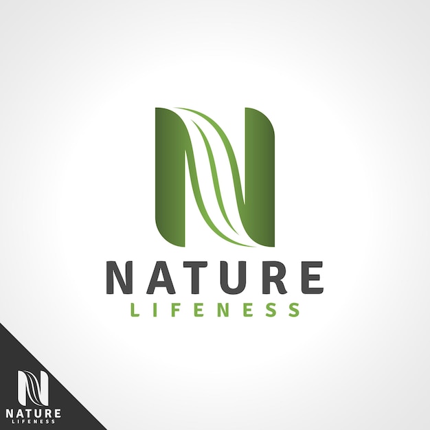 Vector plantilla de logotipo de la letra n de la naturaleza