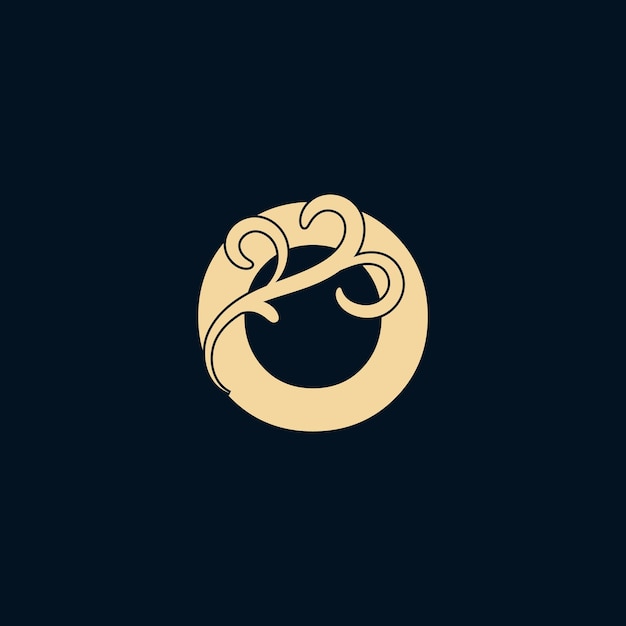 Plantilla de logotipo de letra O floral vintage