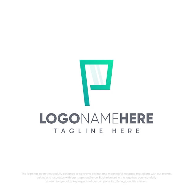 Plantilla de logotipo de letra p de diseño plano